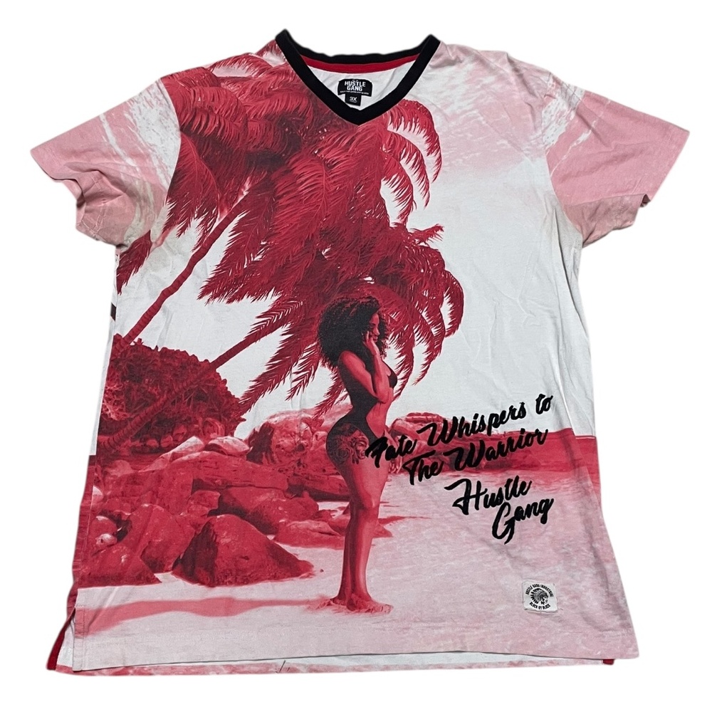 Men's Hustle Gang Size 3X V-Neck Shirt Photos of Measurements
